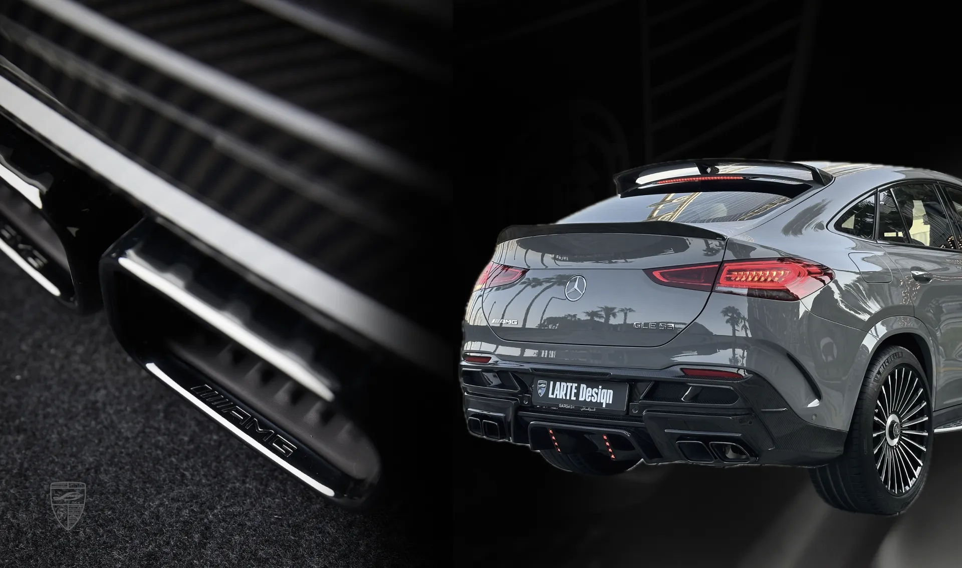 AMG Exhaust tips for your Mercedes GLE Coupe C167 in new conversion kit AMG Exhaust tips for your Mercedes GLE Coupe C167 in a conversion kit from LARTE Design