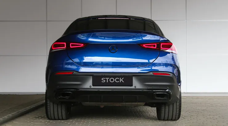 Rear view on a Mercedes GLE Coupe C167 with a body kit giving the car a custom appearance