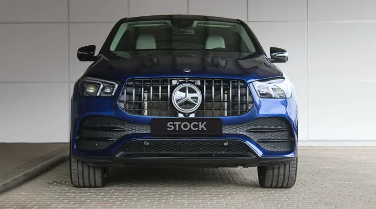 Front view on a Mercedes GLE Coupe C167 with a body kit giving the car a custom appearance