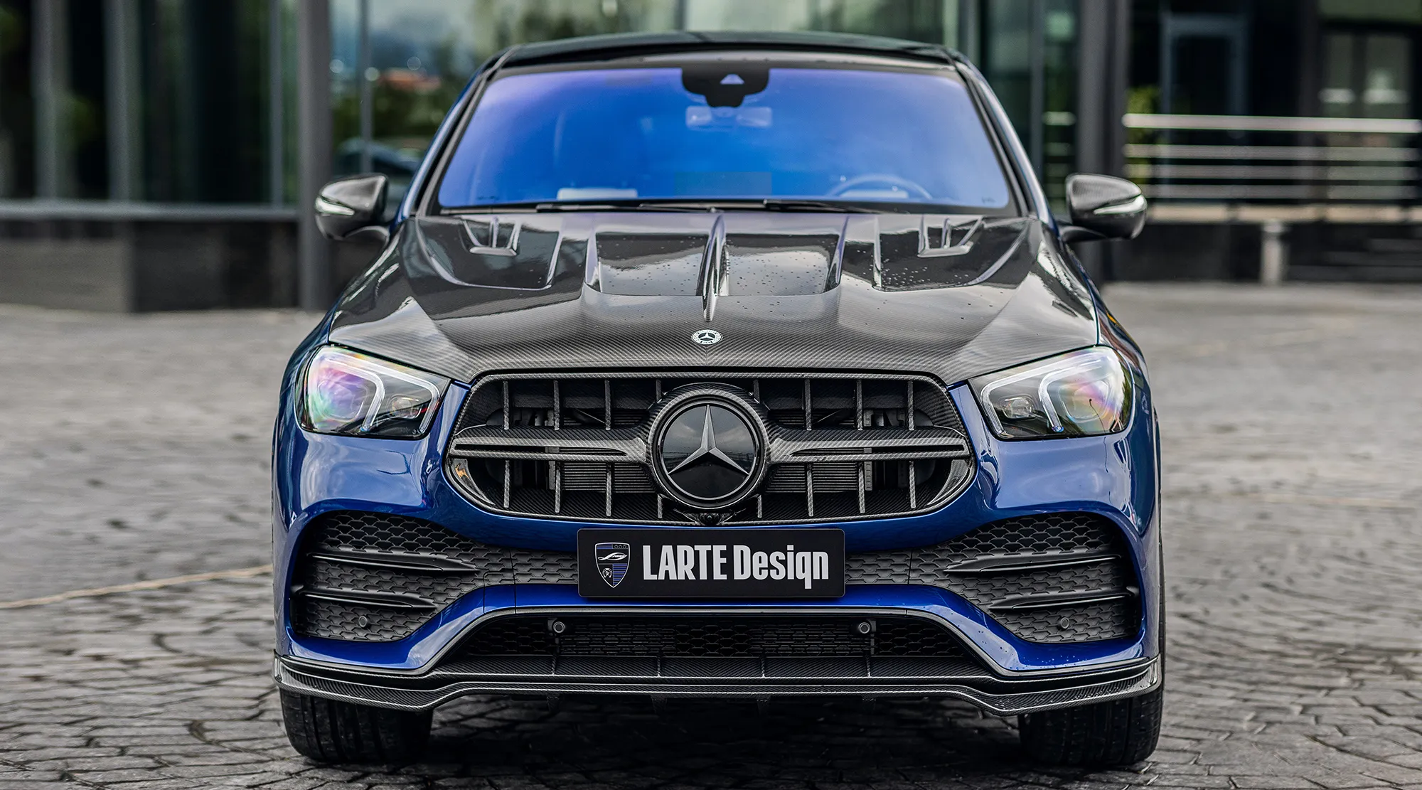 Front view on a Mercedes GLE Coupe C167 with a body kit giving the car a custom appearance