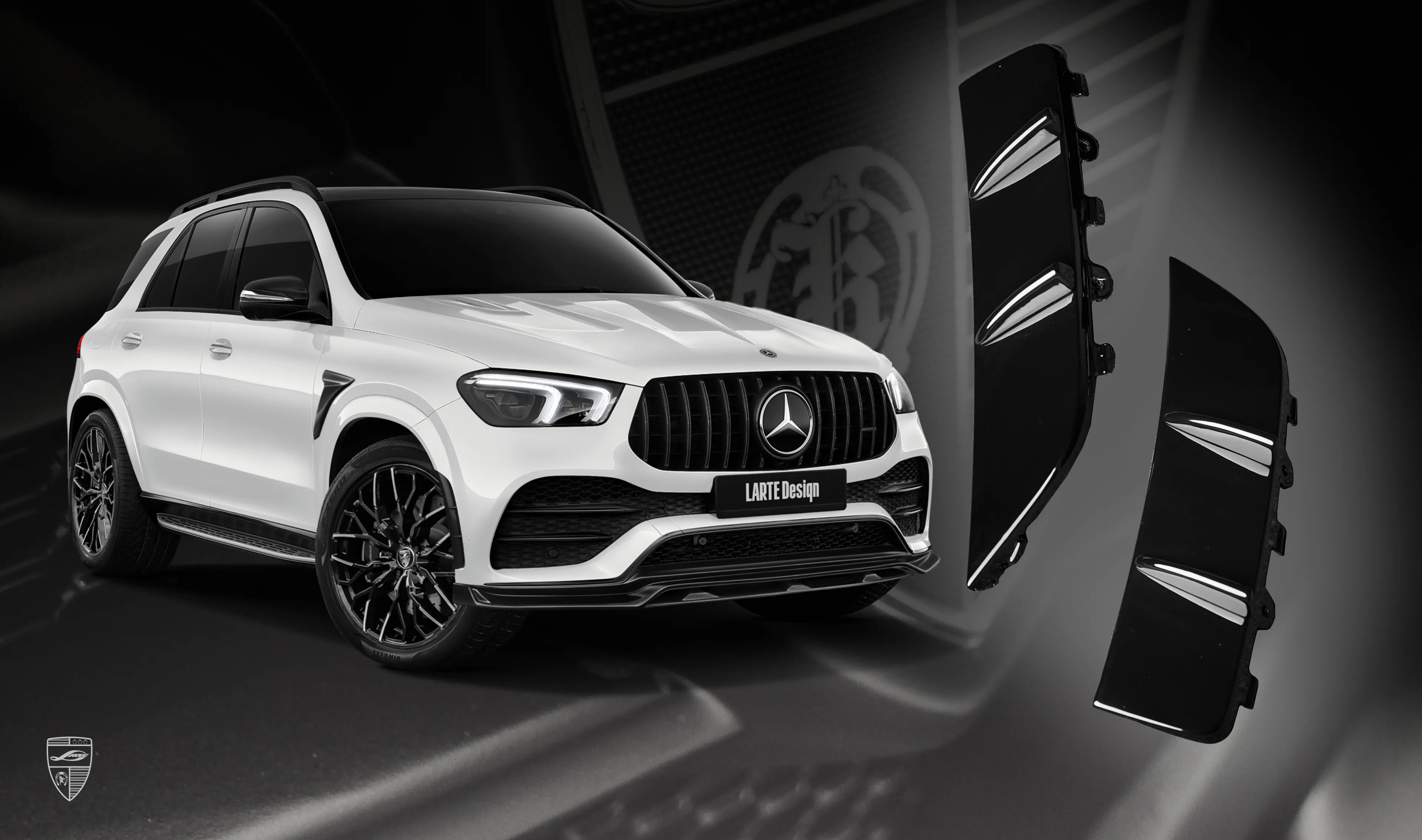 Front bumper inserts for your Mercedes GLE V167 in a conversion kit from LARTE Design