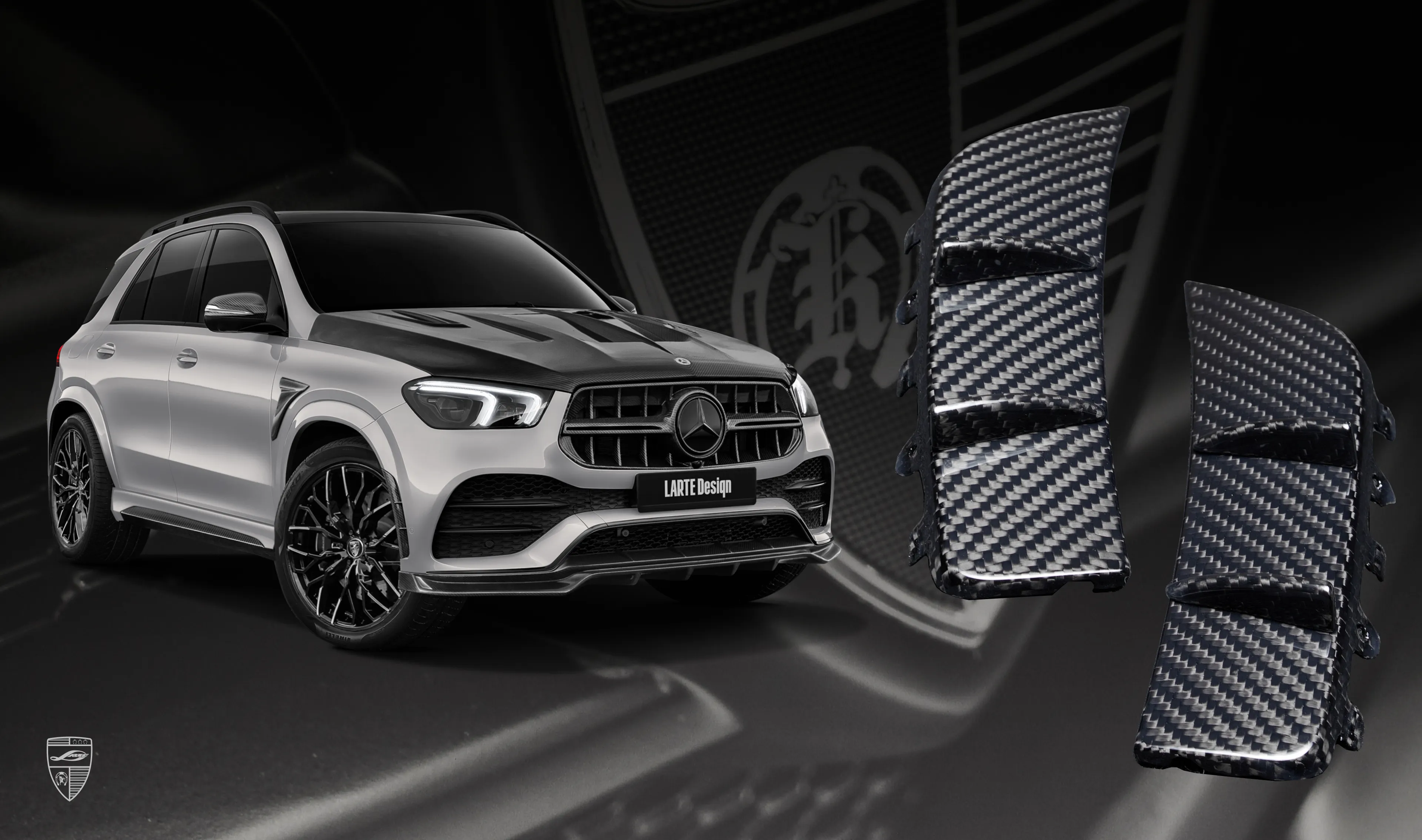 Carbon bumper pads for your Mercedes GLE V167 in the appearance package by LARTE Design