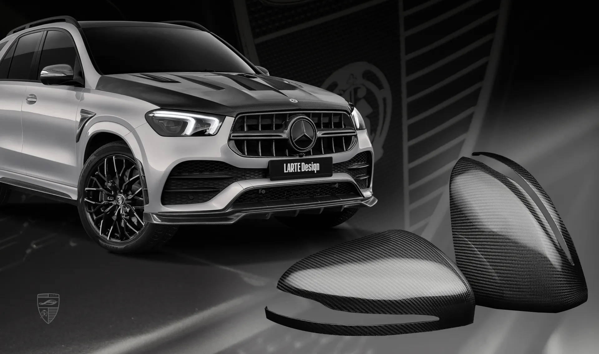Carbon mirror caps upgrade for the family car Mercedes GLE V167 from LARTE Design