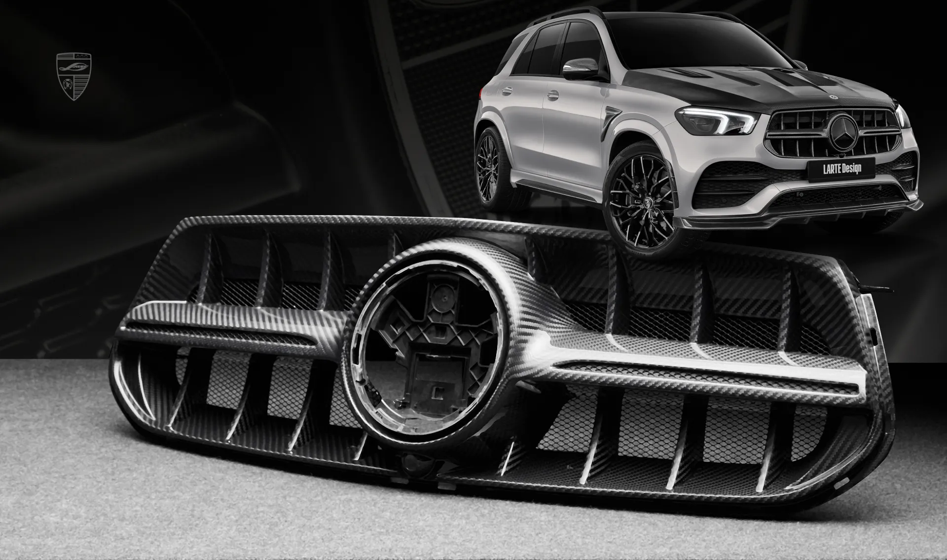 Carbon grille trim upgrade for the family car Mercedes GLE V167 from LARTE Design