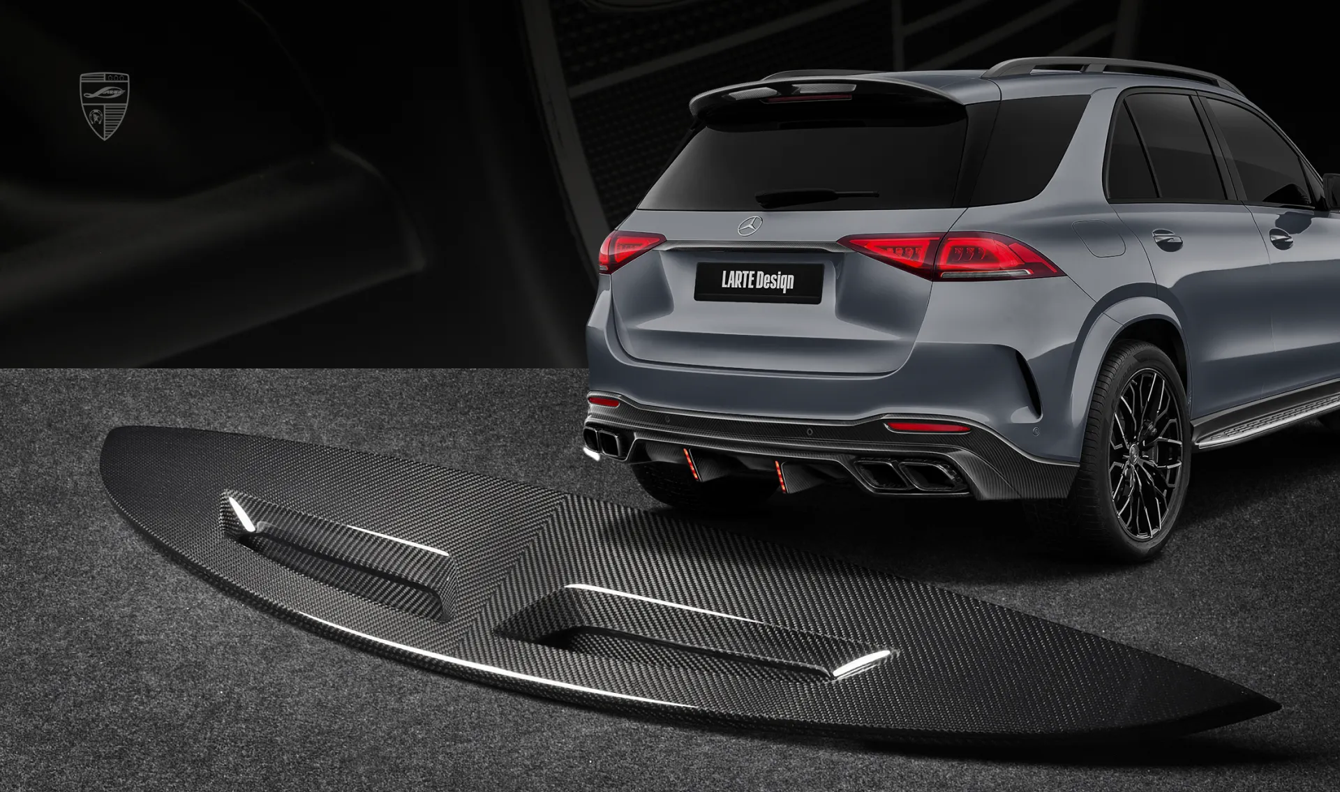 Carbon roof spoiler upgrade for the luxury car Mercedes GLE V167 from LARTE Design