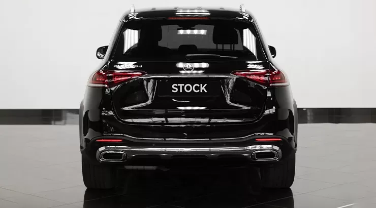 Rear angle view on a Mercedes GLE V167 with a body kit giving the car a custom appearance