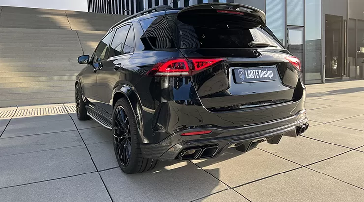 Rear view on a Mercedes GLE V167 with a body kit giving the car a custom appearance