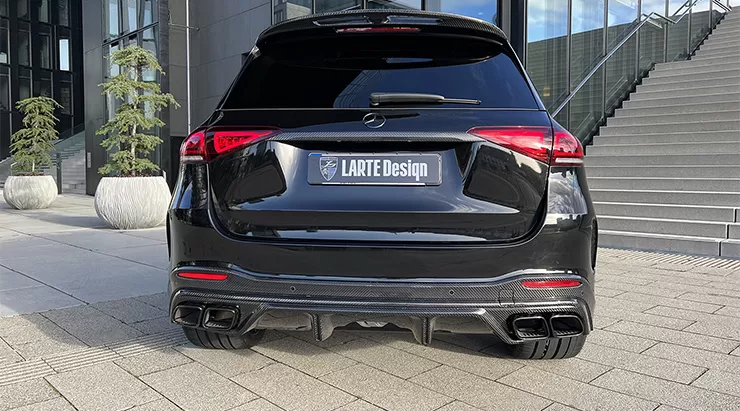 Rear angle view on a Mercedes GLE V167 with a body kit giving the car a custom appearance