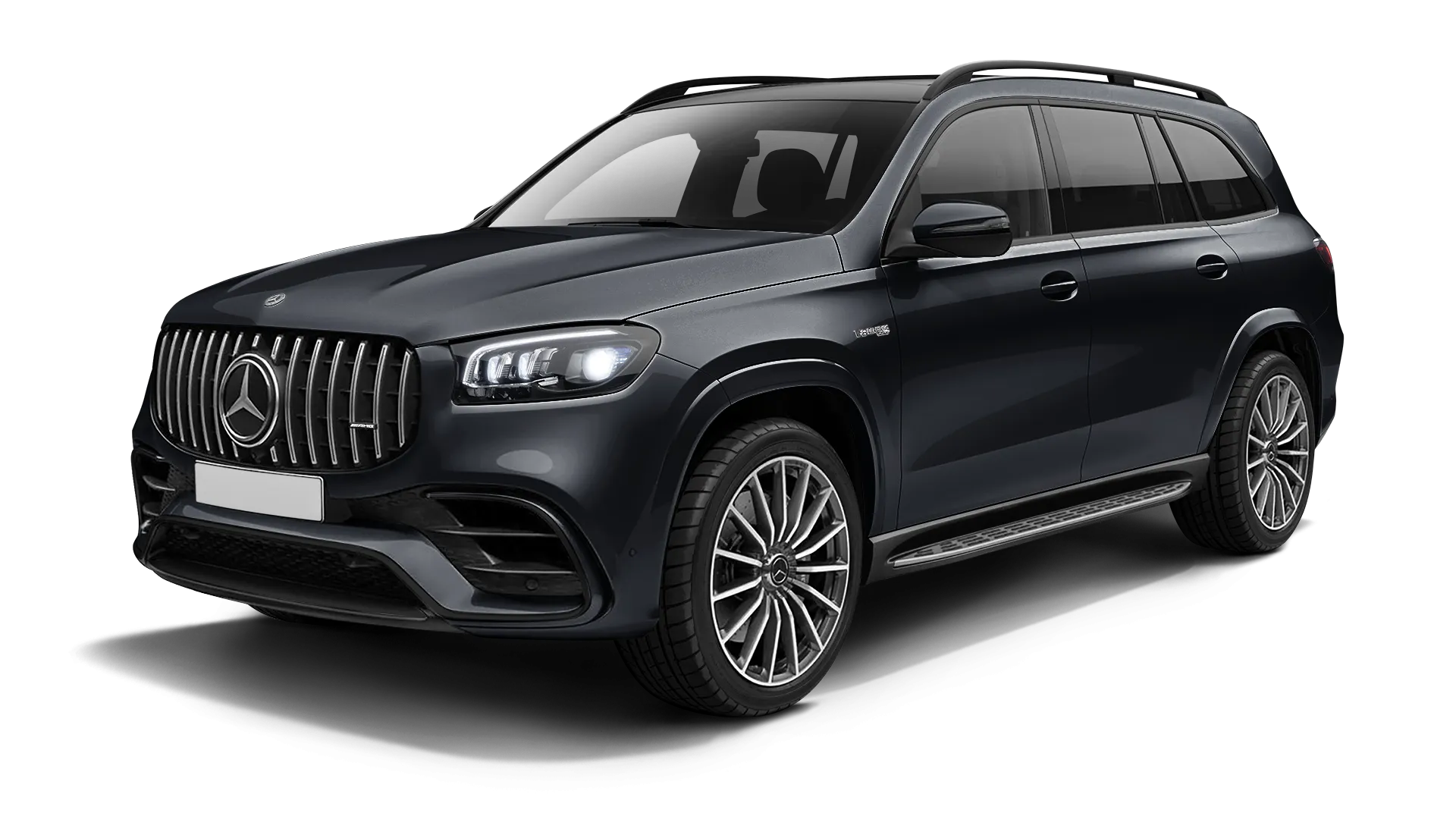 Mercedes GLS AMG 63 X167 Facelift stock front view in Black Non-Metallic color