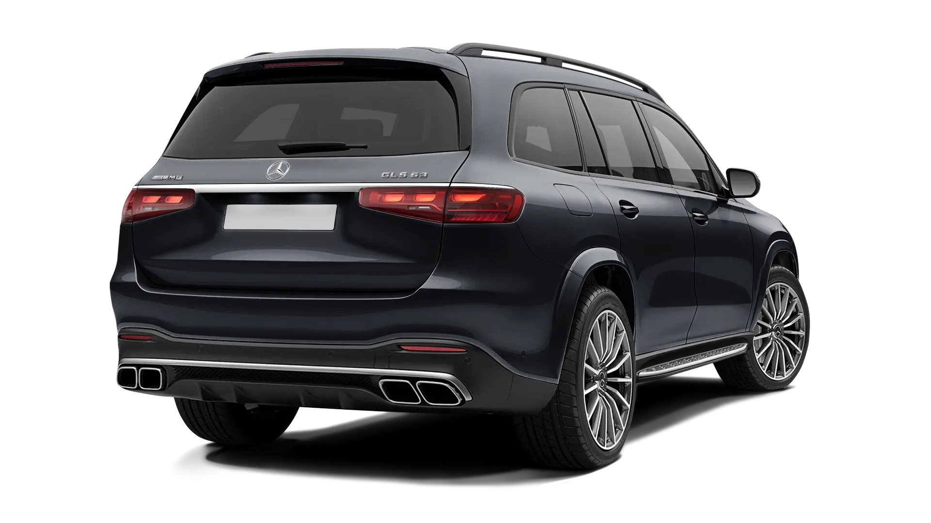 Mercedes GLS AMG 63 X167 Facelift stock rear view in Black Non-Metallic color