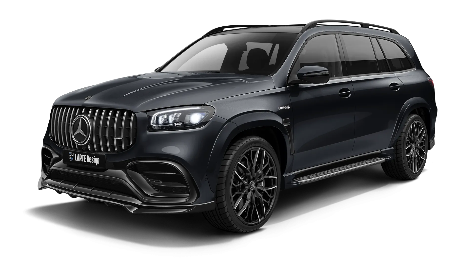 Mercedes GLS AMG 63 X167 Facelift with painted body kit: front view shown in Black Non-Metallic