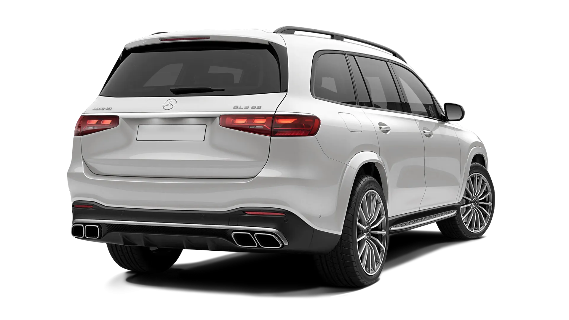 Mercedes GLS AMG 63 X167 Facelift stock rear view in Diamond White color