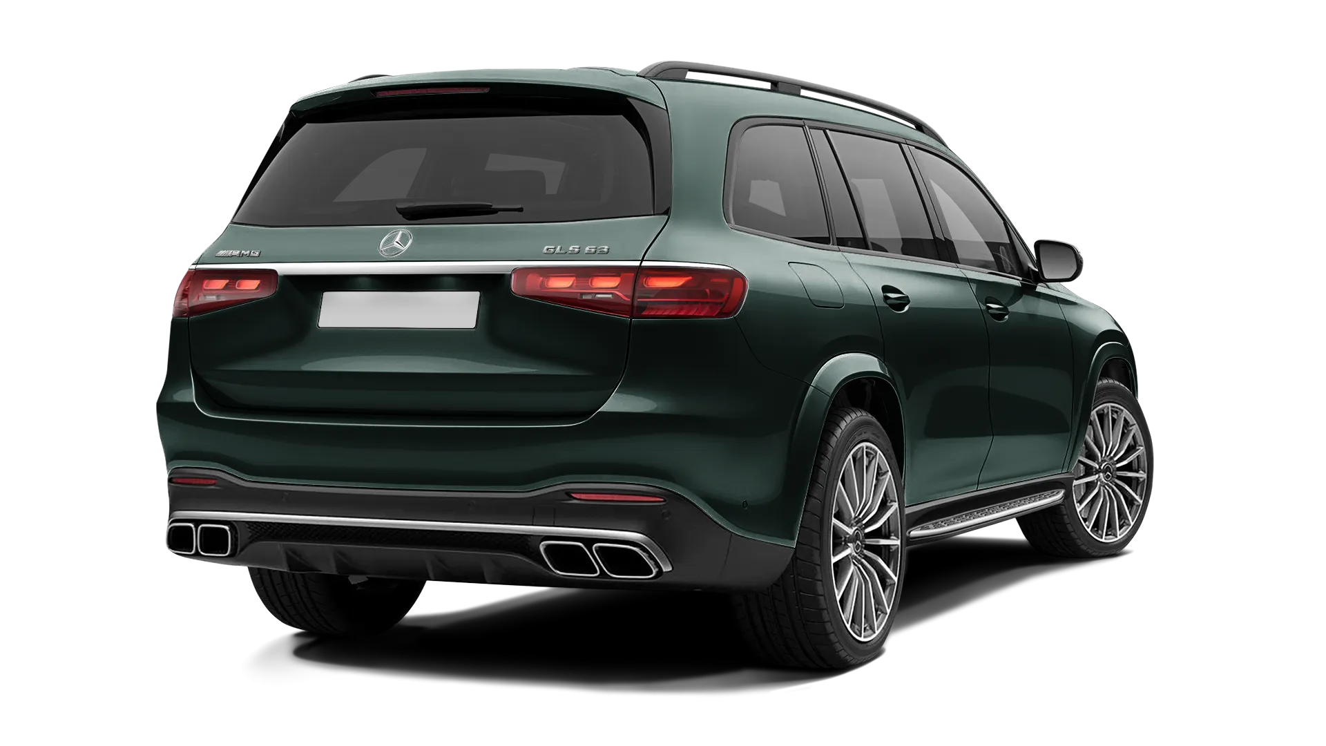 Mercedes GLS AMG 63 X167 Facelift stock rear view in Emerald Green color