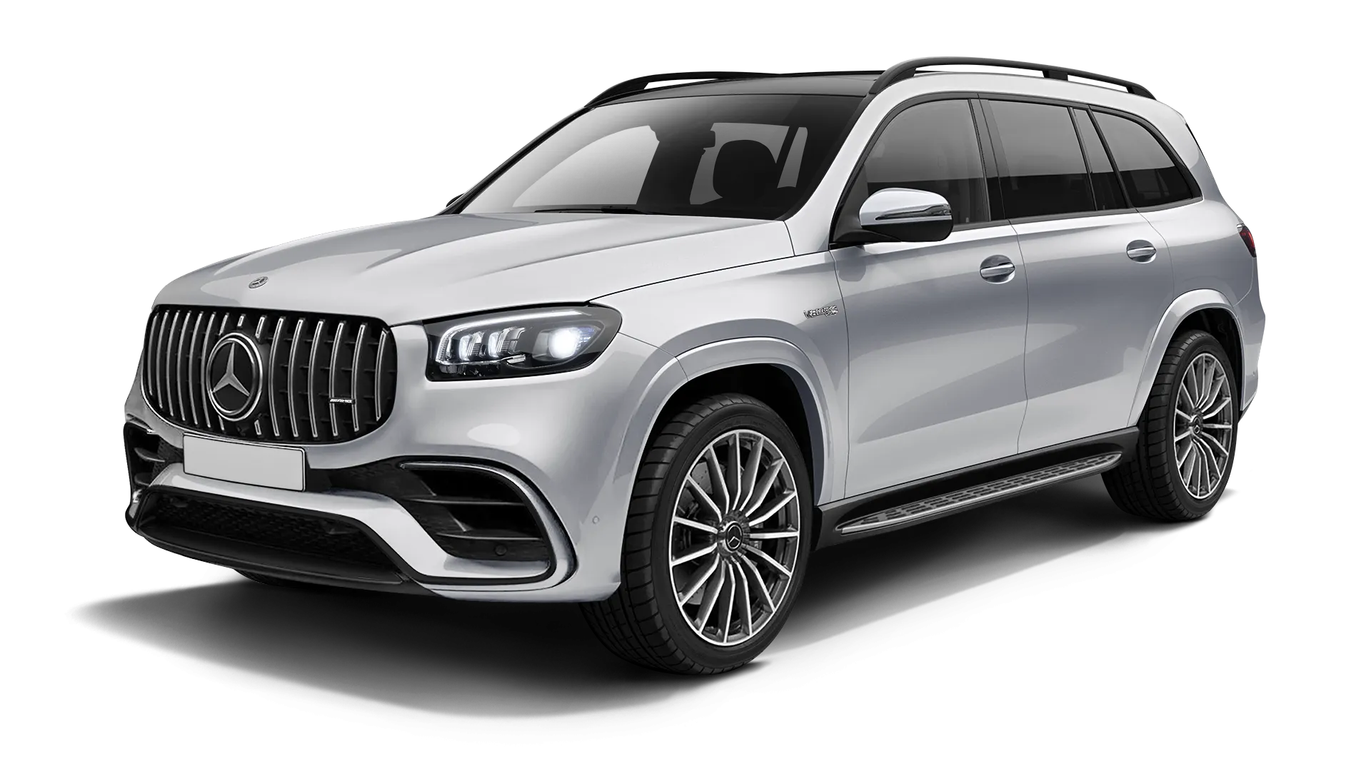 Mercedes GLS AMG 63 X 167 Facelift with painted body kit: front view shown in High Tech Silver