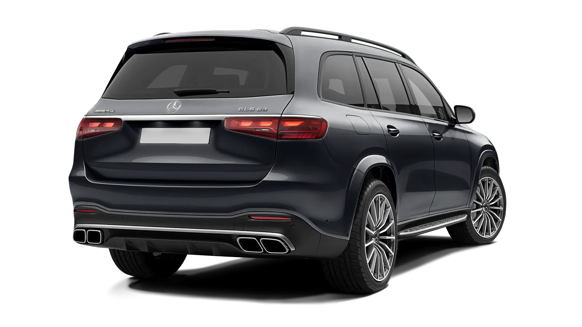 Mercedes GLS AMG 63 X167 Facelift stock rear view in Obsidian Black color