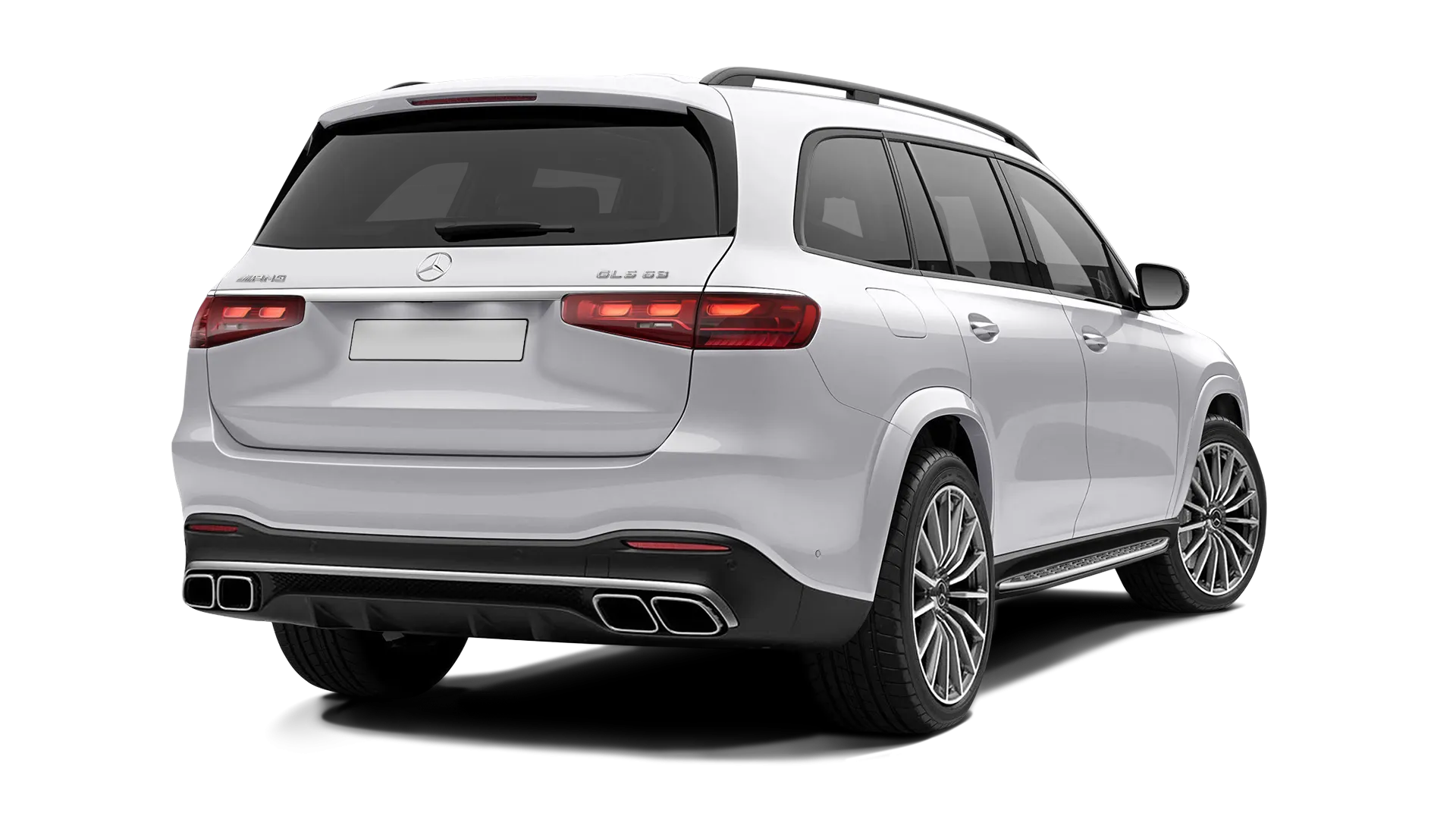 Mercedes GLS AMG 63 X167 Facelift stock rear view in Polar White color