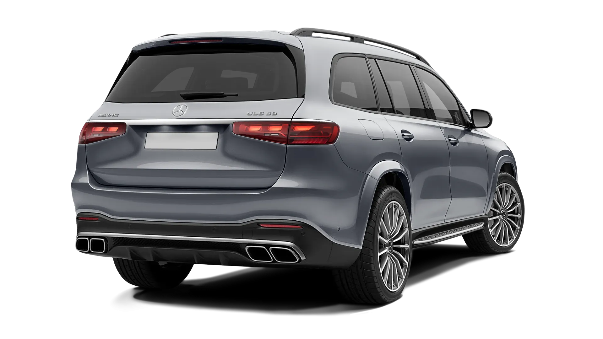 Mercedes GLS AMG 63 X167 Facelift stock rear view in Selenite Grey color