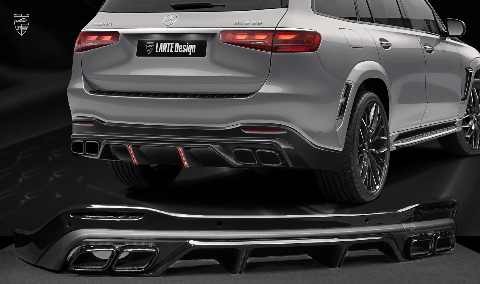 Rear diffuser for your Mercedes GLS AMG 63 X167 Facelift in the appearance package by LARTE Design