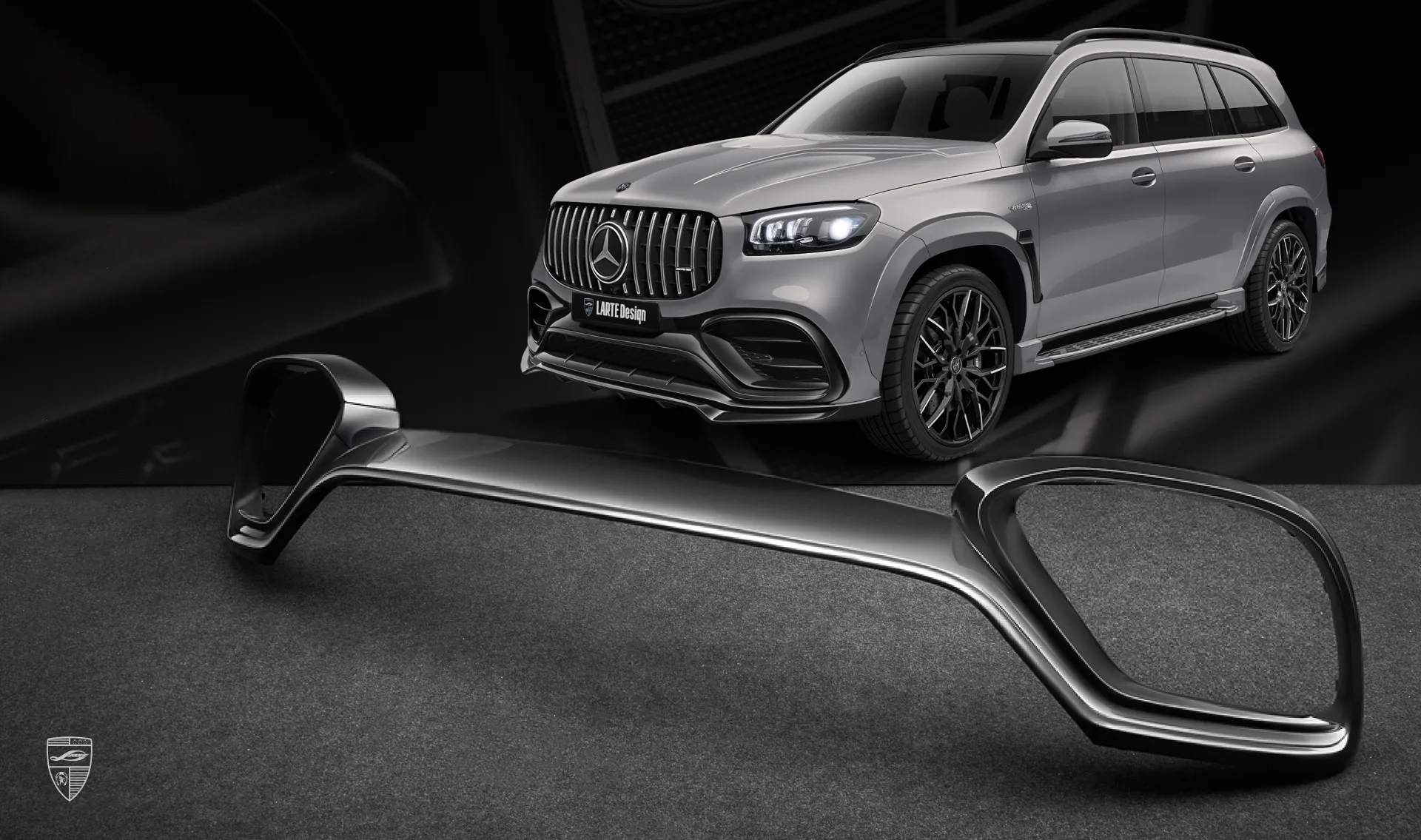 Front bumper overlay for your Mercedes GLS AMG 63 X167 Facelift in the appearance package by LARTE Design