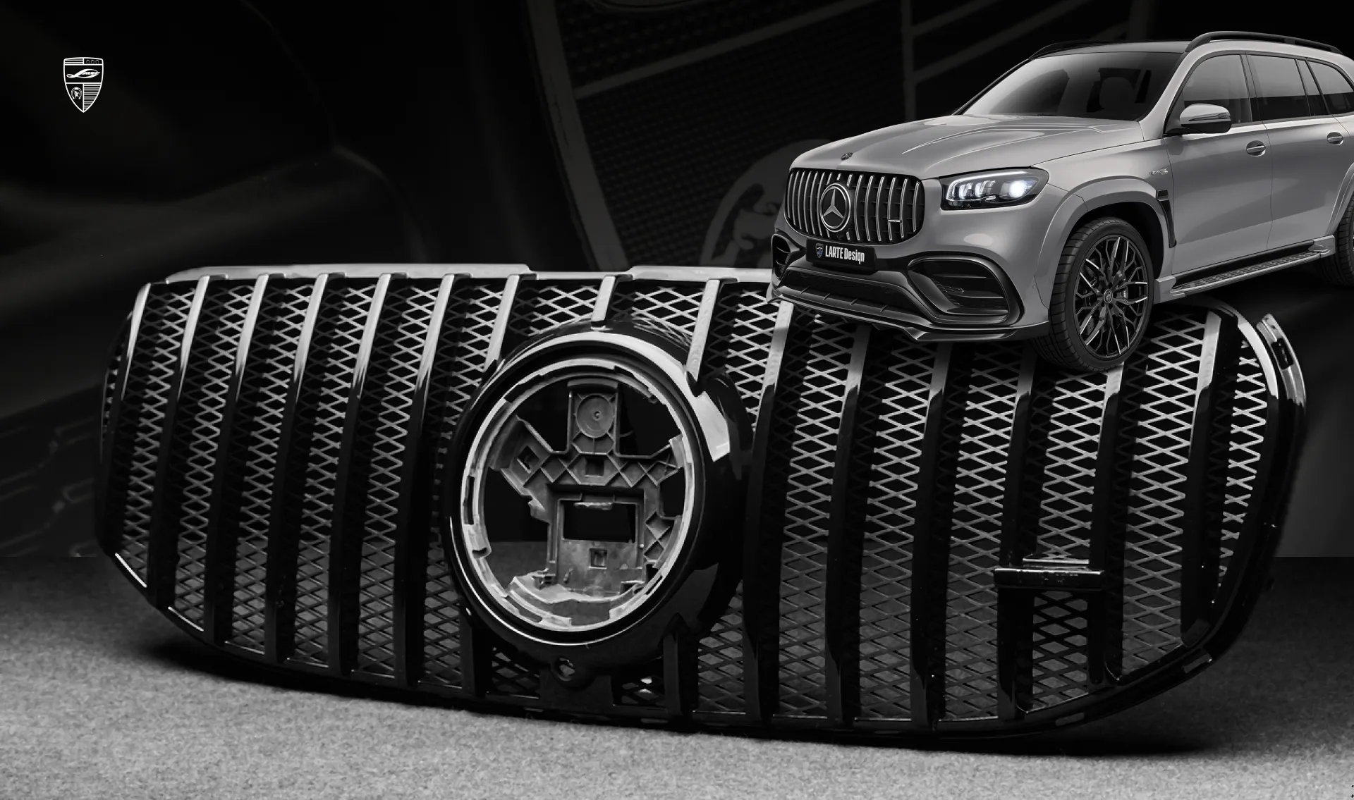 Grille trim for your Mercedes GLS AMG 63 X167 Facelift in the appearance package by LARTE Design