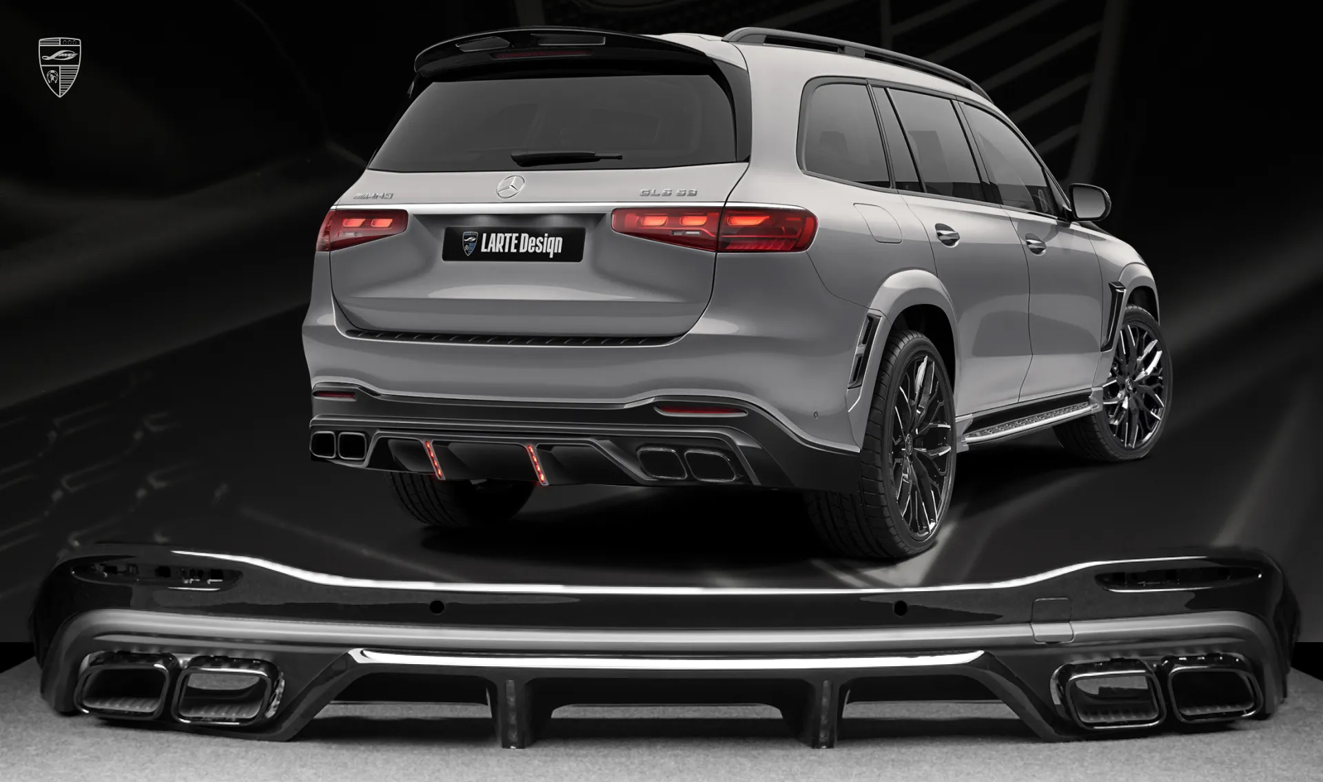 Rear diffuser for your Mercedes GLS AMG 63 X167 Facelift in a conversion kit from LARTE Design