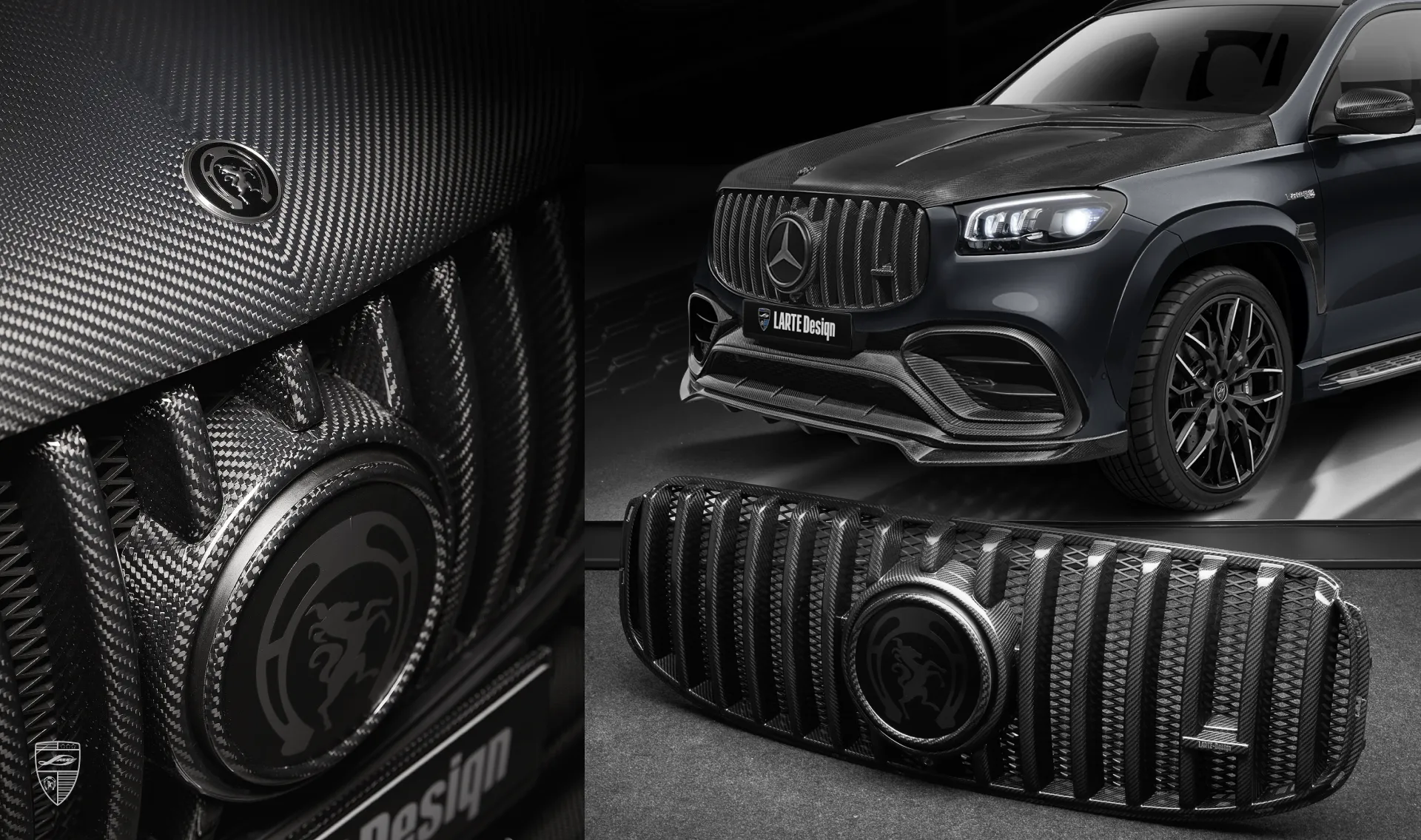 Carbon grille trim upgrade for the family car Mercedes GLS AMG 63 X167 Facelift from LARTE Design