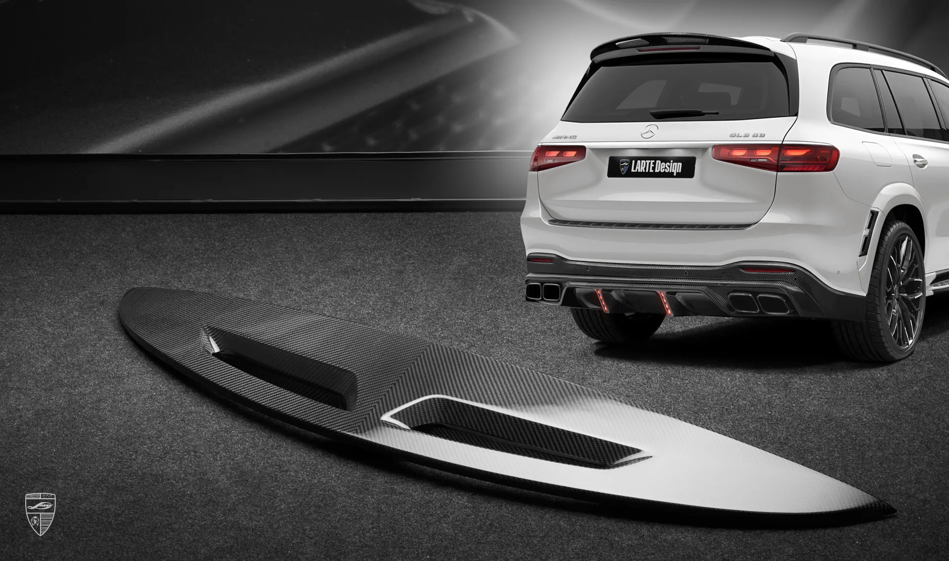 Roof carbon spoiler upgrade for the family car Mercedes GLS AMG 63 X167 Facelift from LARTE Design