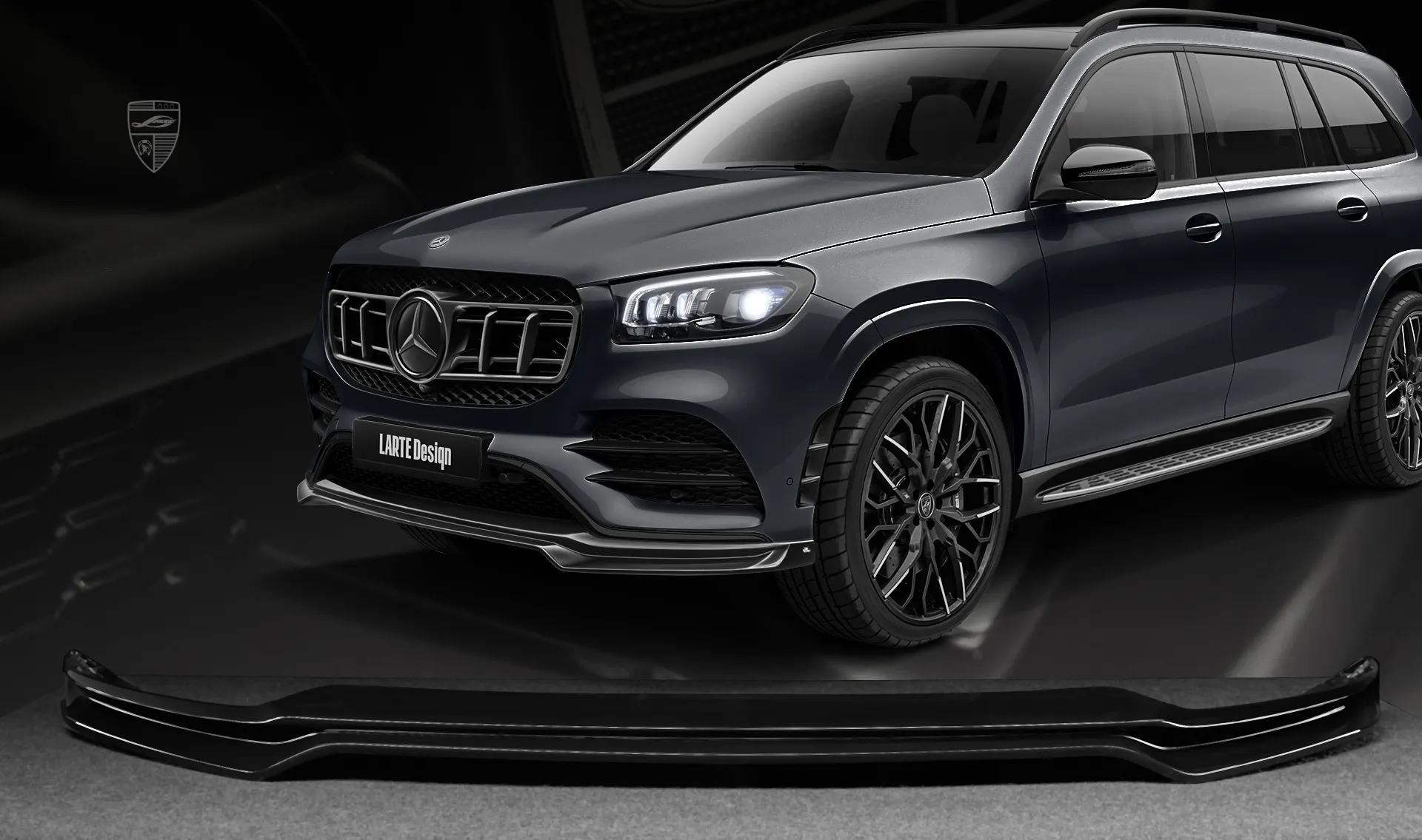 Front bumper splitter upgrade for the luxury car Mercedes GLS X167 from LARTE Design