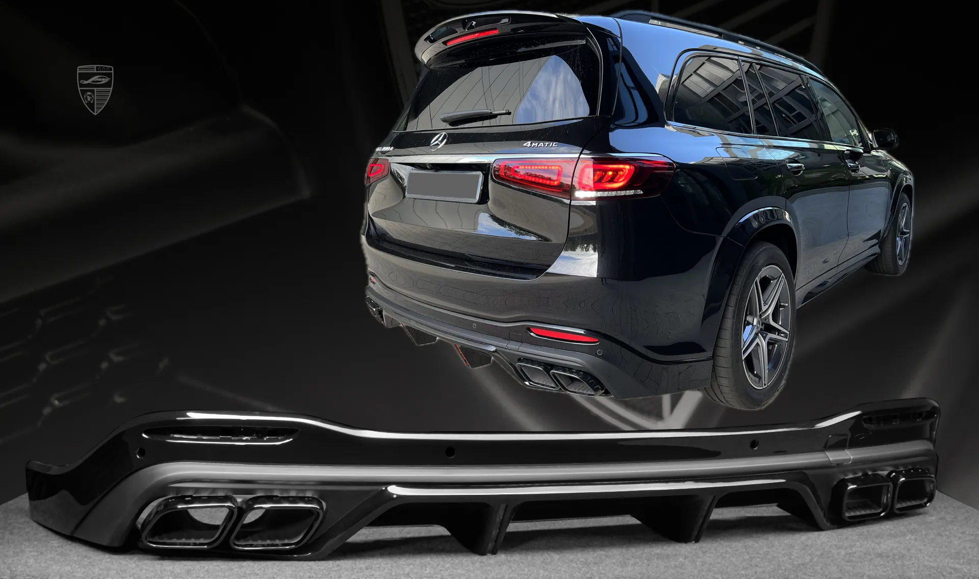 Rear bumper diffuser upgrade for the family car Mercedes GLS X167 from LARTE Design