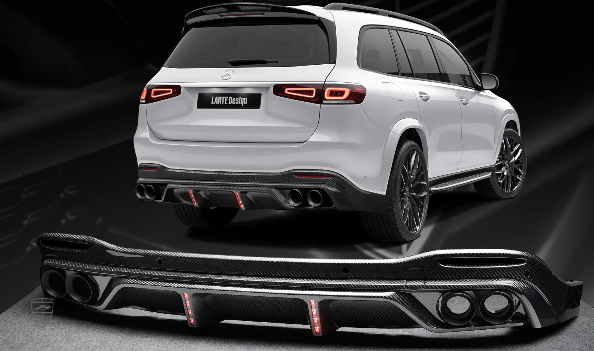 Carbon rear diffuser upgrade for the luxury car Mercedes GLS X167 from LARTE Design