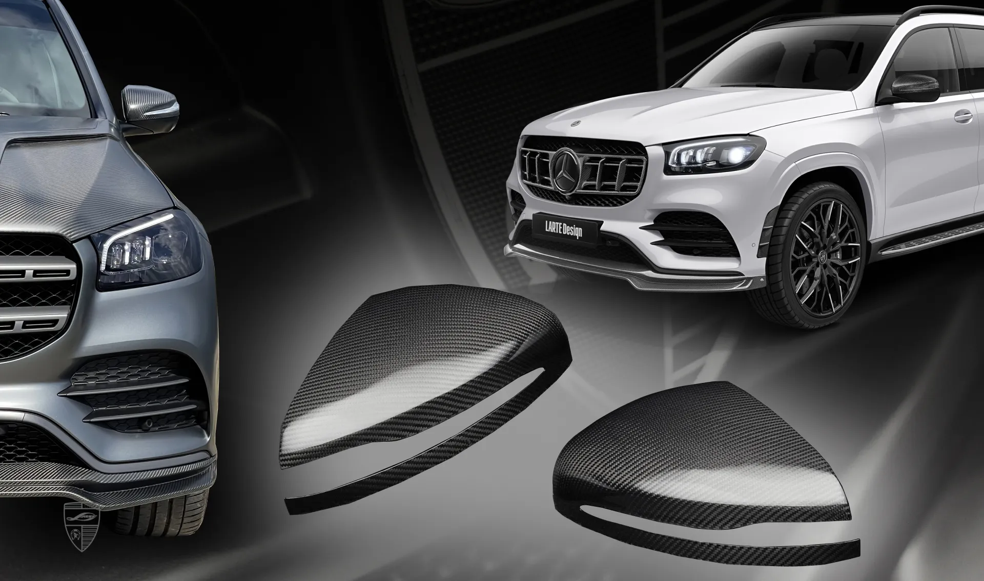 Carbon mirror caps upgrade for the family car Mercedes GLS X167 from LARTE Design