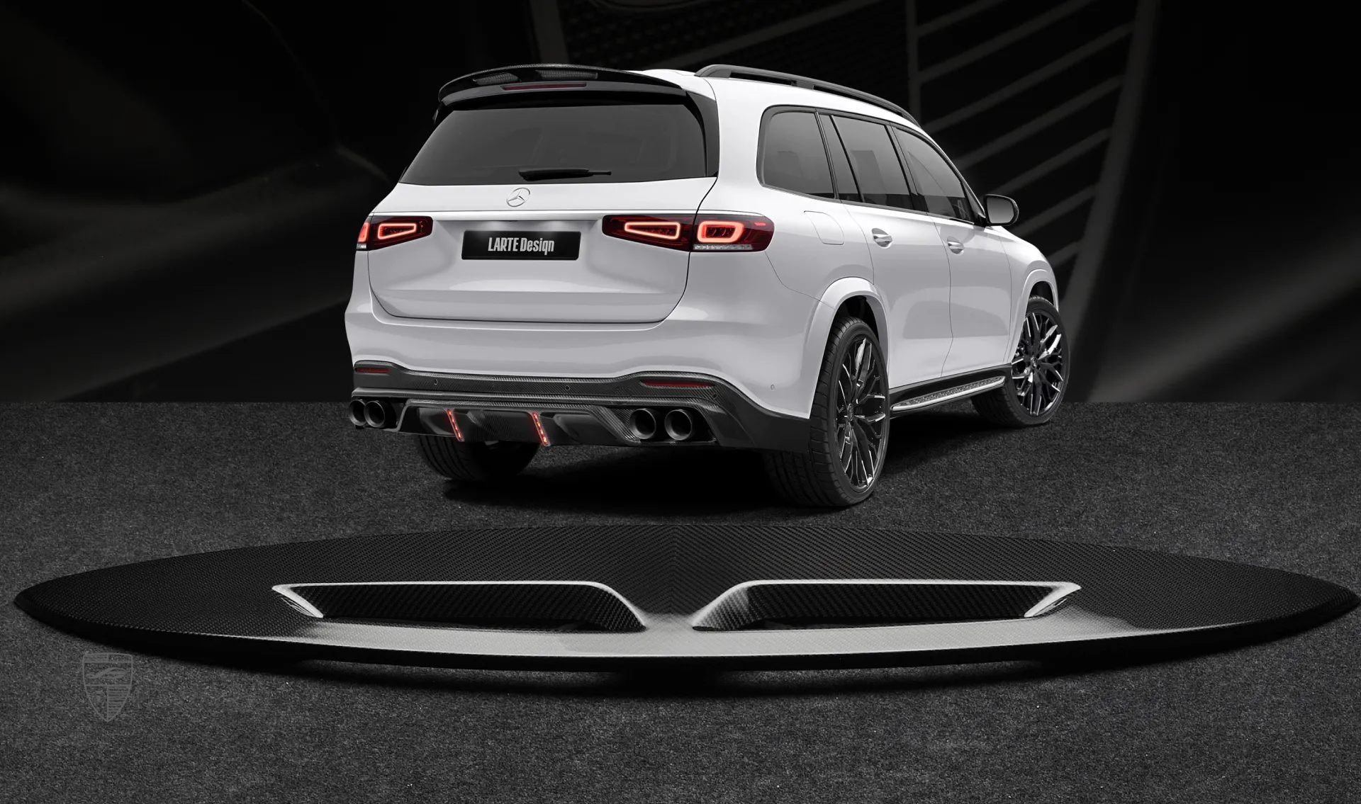 Roof spoiler upgrade for the luxury car Mercedes GLS X167 from LARTE Design