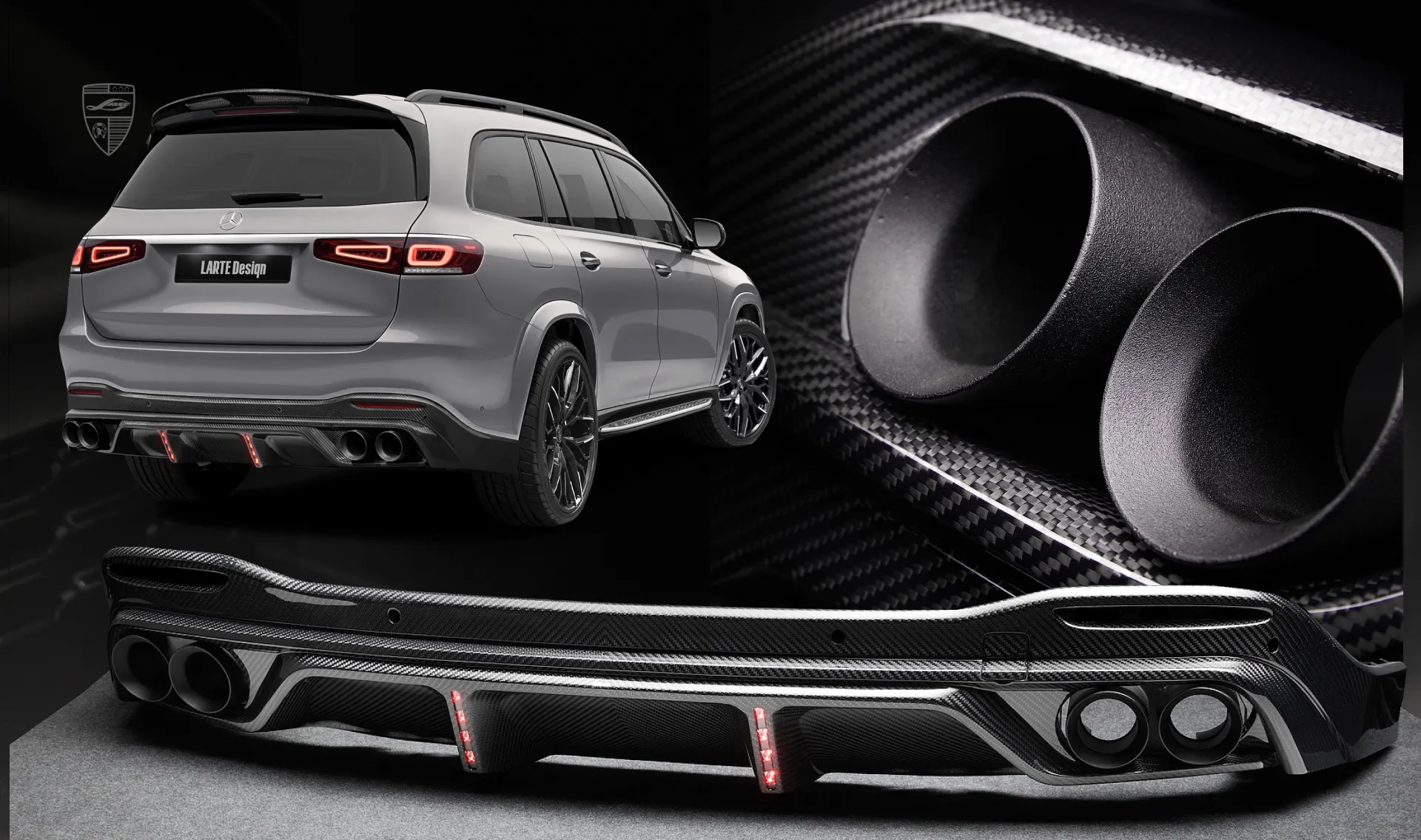 LARTE tailpipe tips for your Mercedes GLS X167 in the appearance package by LARTE Design