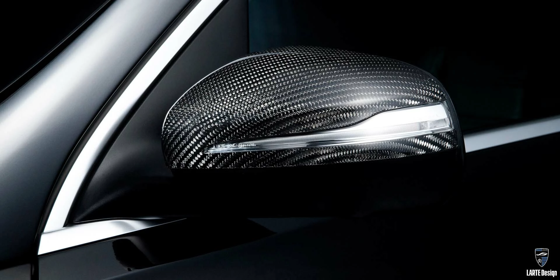 Carbon fiber mirror cups for Mercedes Benz GLS X167 Obsidian Black metallic by LARTE Design