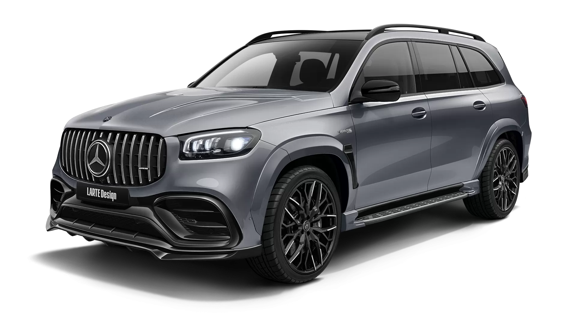 Mercedes GLS 63 AMG X167 with painted body kit: front view shown in Selenite Grey