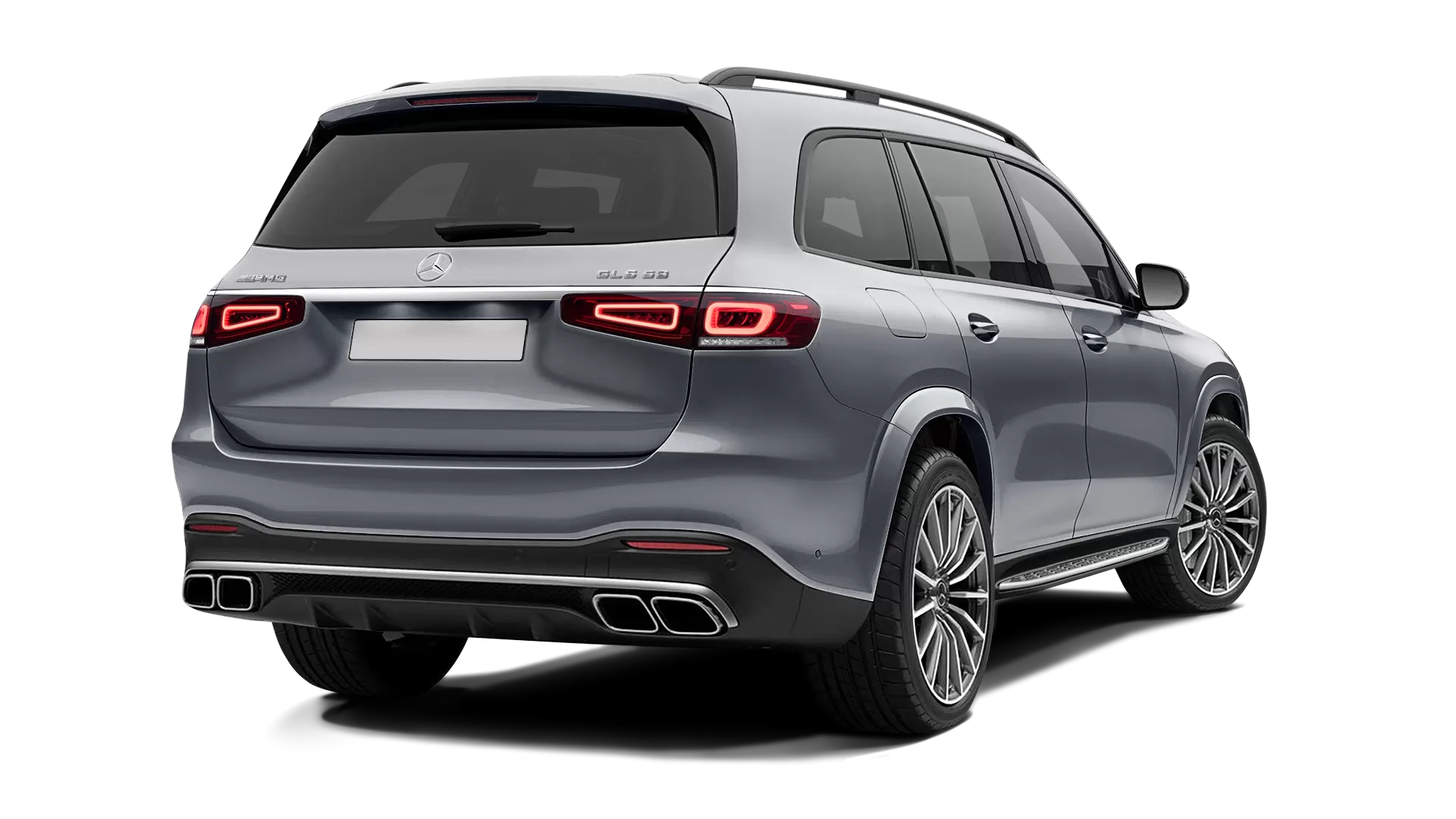 Mercedes GLS 63 AMG X167 with painted body kit: rear view shown in Selenite Grey