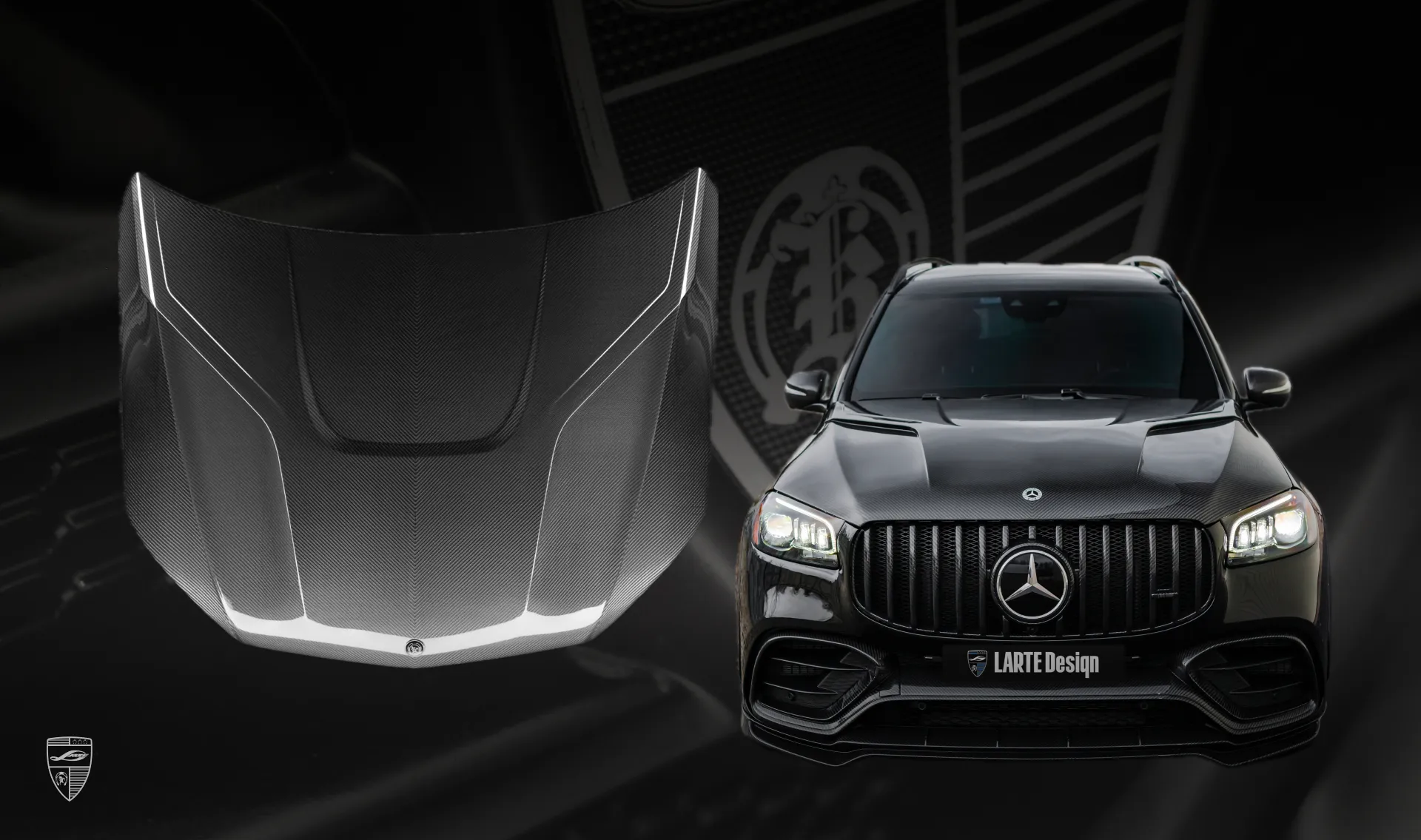 Carbon hood for your Mercedes GLS AMG 63 in a conversion kit from LARTE Design