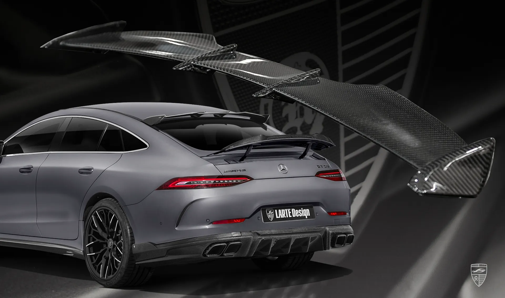 Carbon roof spoiler upgrade for the luxury car Mercedes AMG GT43 X290 from LARTE Design