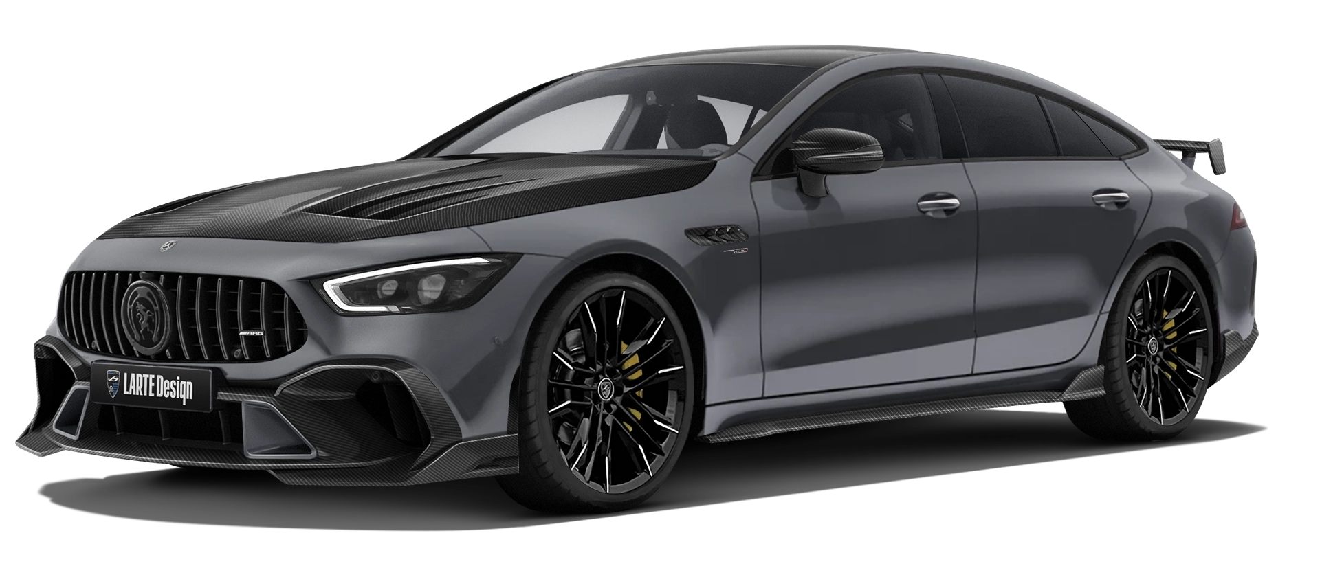 MERCEDES GT 53 X290 FACELIFT 2024 - 2026 with carbon body kit: front view shown in Classic Grey