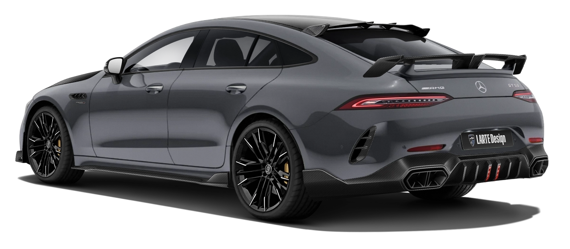 MERCEDES GT 53 X290 FACELIFT 2024 - 2026 with carbon body kit: back view shown in Classic Grey