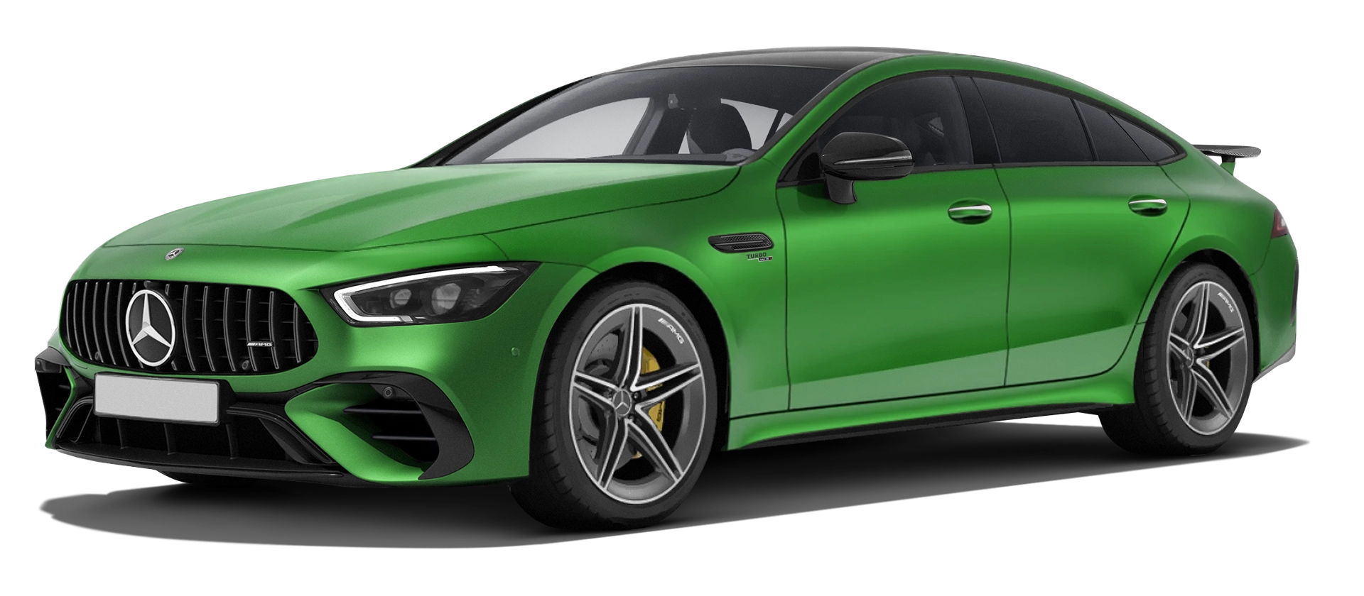 MERCEDES GT 53 X290 FACELIFT 2024 - 2026 stock front view in Green Hell color