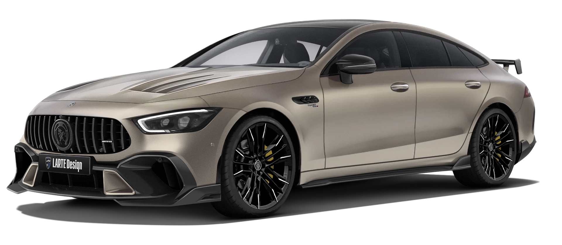 MERCEDES GT 53 X290 FACELIFT 2024 - 2026 with painted body kit: front view shown in Kalahari Gold Magno