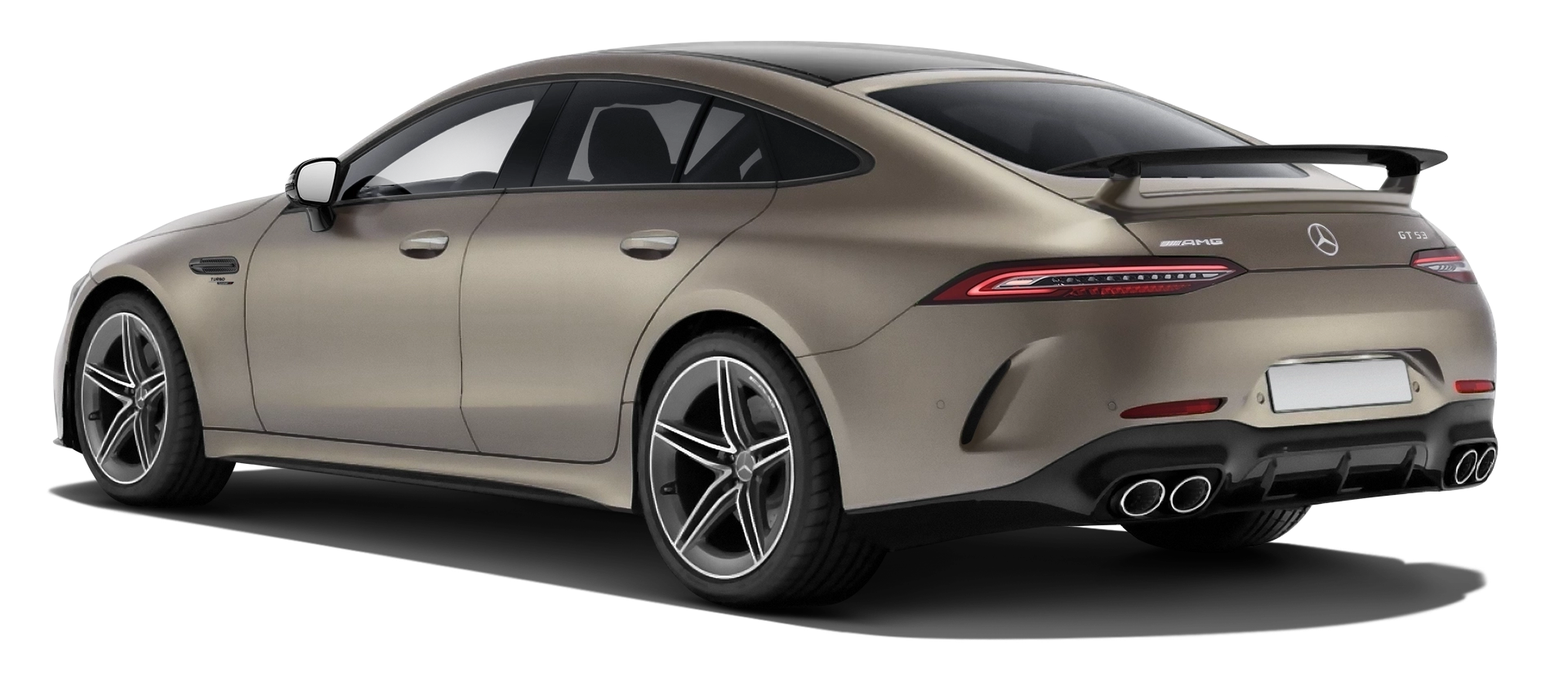 MERCEDES GT 53 X290 FACELIFT 2024 - 2026 stock rear view in Kalahari Gold Magno color