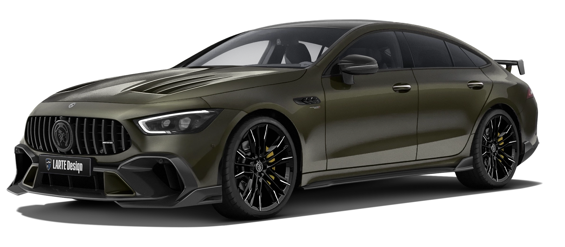 MERCEDES GT 53 X290 FACELIFT 2024 - 2026 with painted body kit: front view shown in Olive