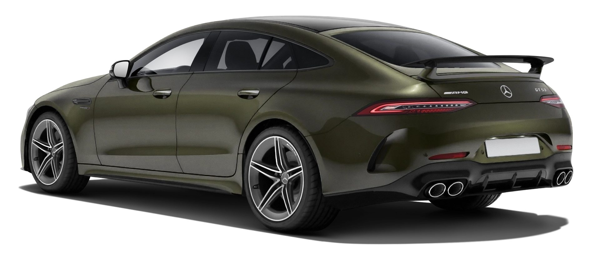 MERCEDES GT 53 X290 FACELIFT 2024 - 2026 stock rear view in Olive color