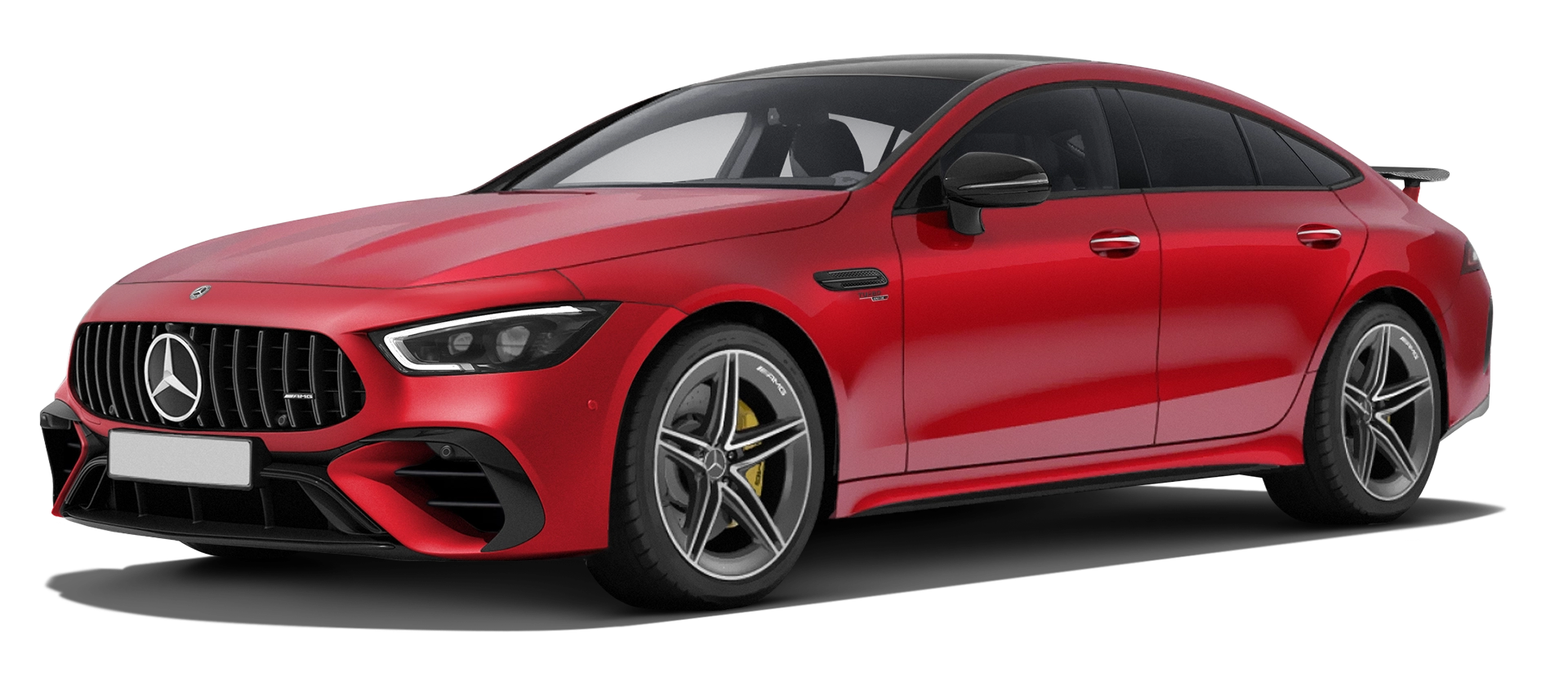 MERCEDES GT 53 X290 FACELIFT 2024 - 2026 stock front view in Patagonia Red color