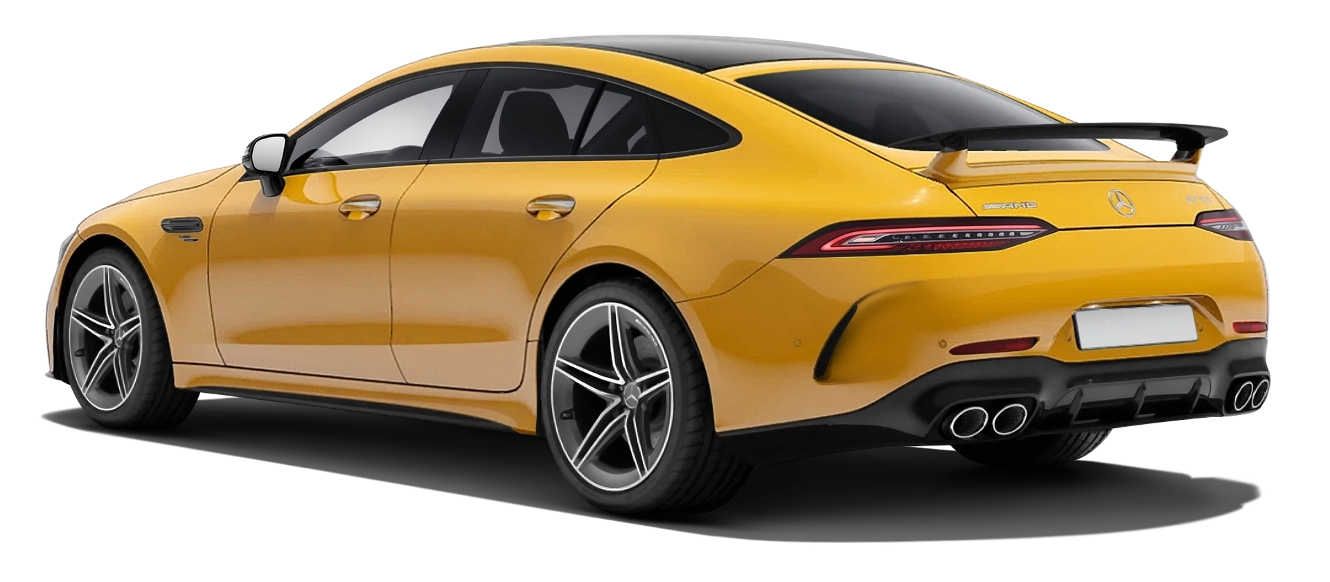 MERCEDES GT 53 X290 FACELIFT 2024 - 2026 stock rear view in Yellowstone color