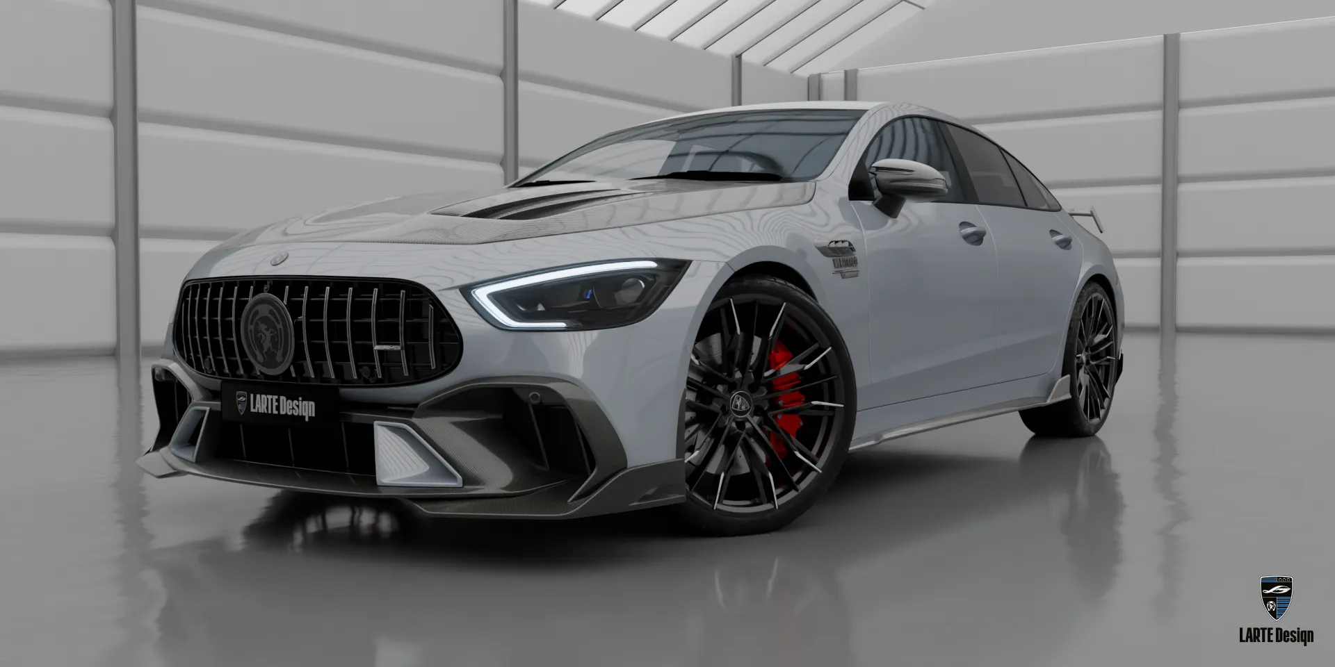 Mercedes GT AMG 53 – Hitech Silver Facelift with Tuning Kit Custom Mercedes GT AMG 53 Facelift in Hitech Silver — luxury car with sporty tuning upgrade