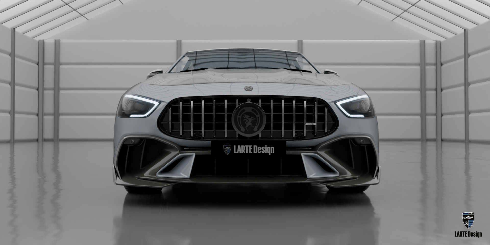 GT AMG 53 Facelift – Hitech Silver with Luxury Tuning Look Mercedes GT AMG 53 in Hitech Silver — LARTE body kit and sporty design for luxury appeal