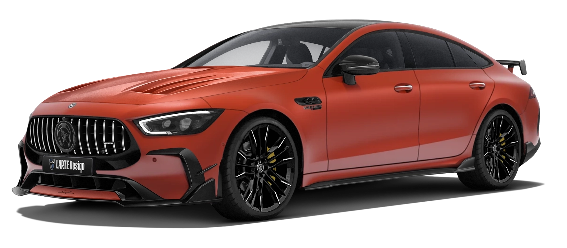 MERCEDES GT 63 X290 FACELIFT 2024 - 2026 with painted body kit: front view shown in Copper Orange